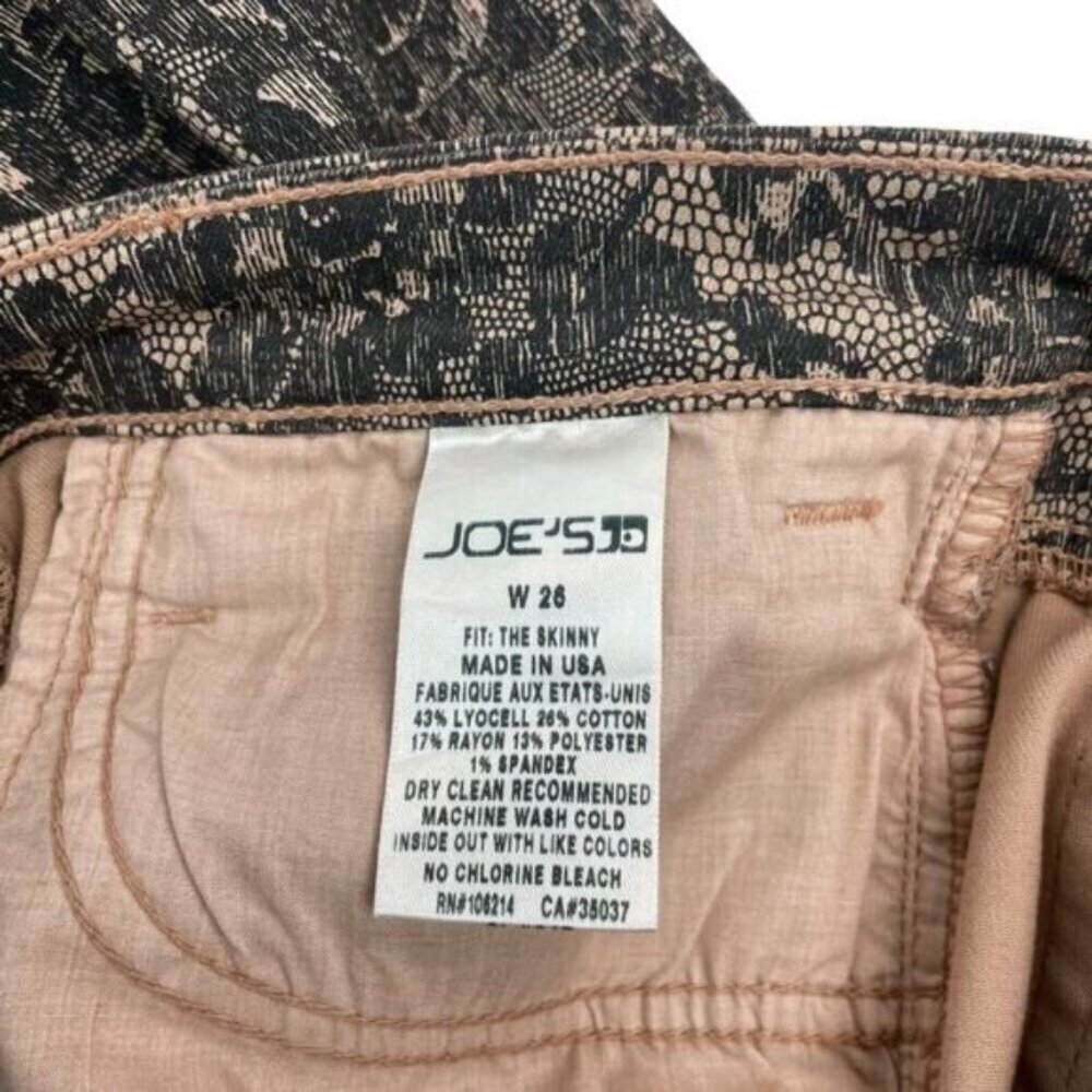 Joe's Jeans Womens Chantilly Mid Rise Lace Print Skinny Jean 26 Blush - Picture 8 of 11